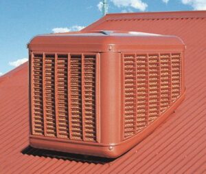 Evaporative cooling unit on the roof of a house | Air Conditioning Doctor