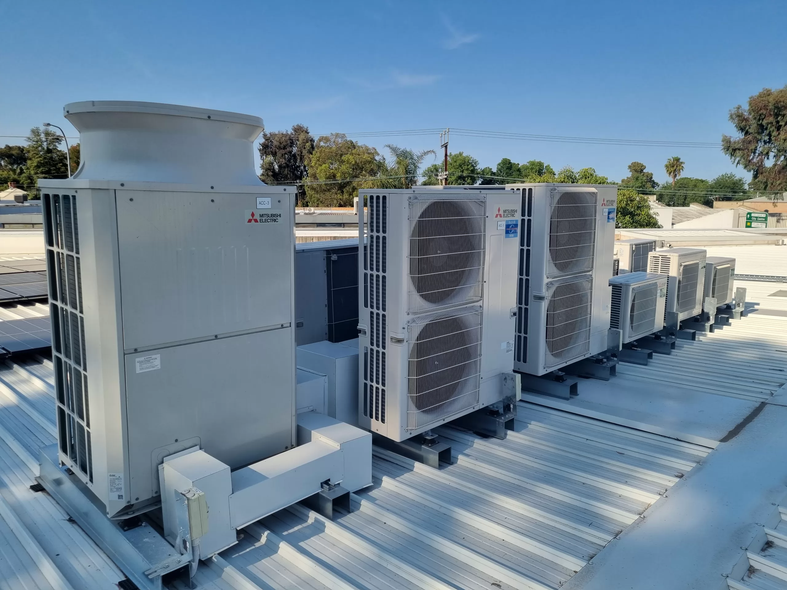commercial air conditioning units on a roof